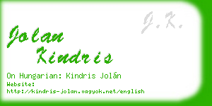 jolan kindris business card